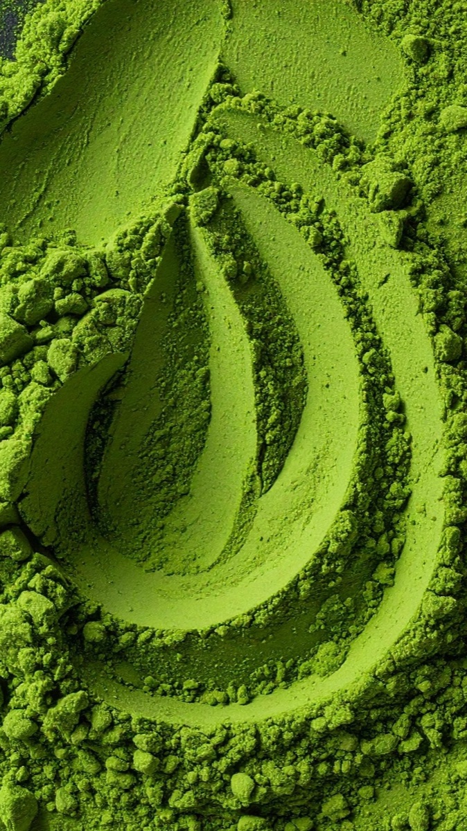 Close up of vivid green ceremonial matcha powder